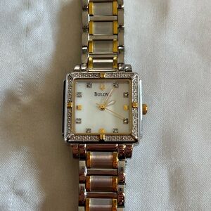 Bulova Two-Toned, Diamond, and Mother of Pearl Women’s Watch